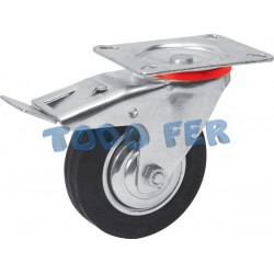 RUEDA BASE GIRATORIA GOMA 100MM C/FRENO