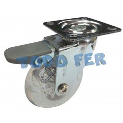 RUEDA BASE GIRATORIA TRANSP. 35MM C/FRENO