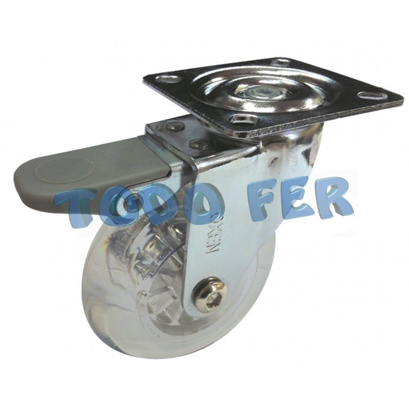 RUEDA BASE GIRATORIA TRANSP. 35MM C/FRENO