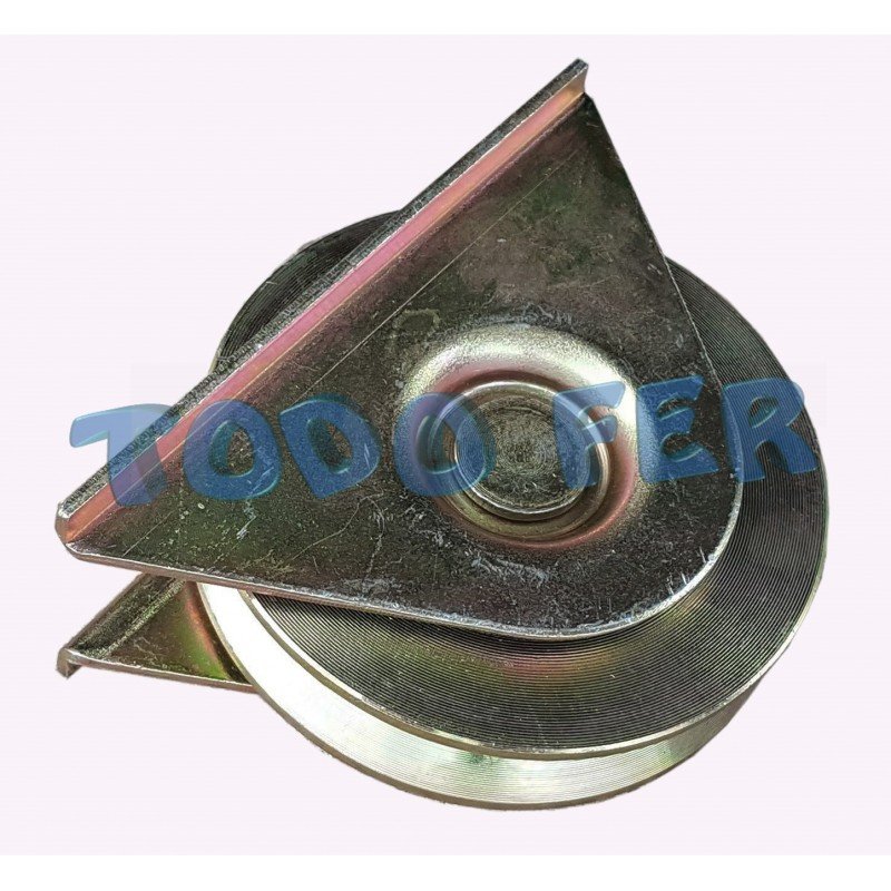 RUEDA PORTON ACERO V  80 MM C/SOPORTE