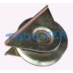 RUEDA PORTON ACERO V  90 MM C/SOPORTE