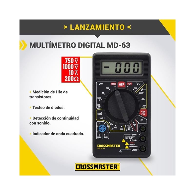 TESTER MULTIMETRO DIGITAL CROSS 200-1000V