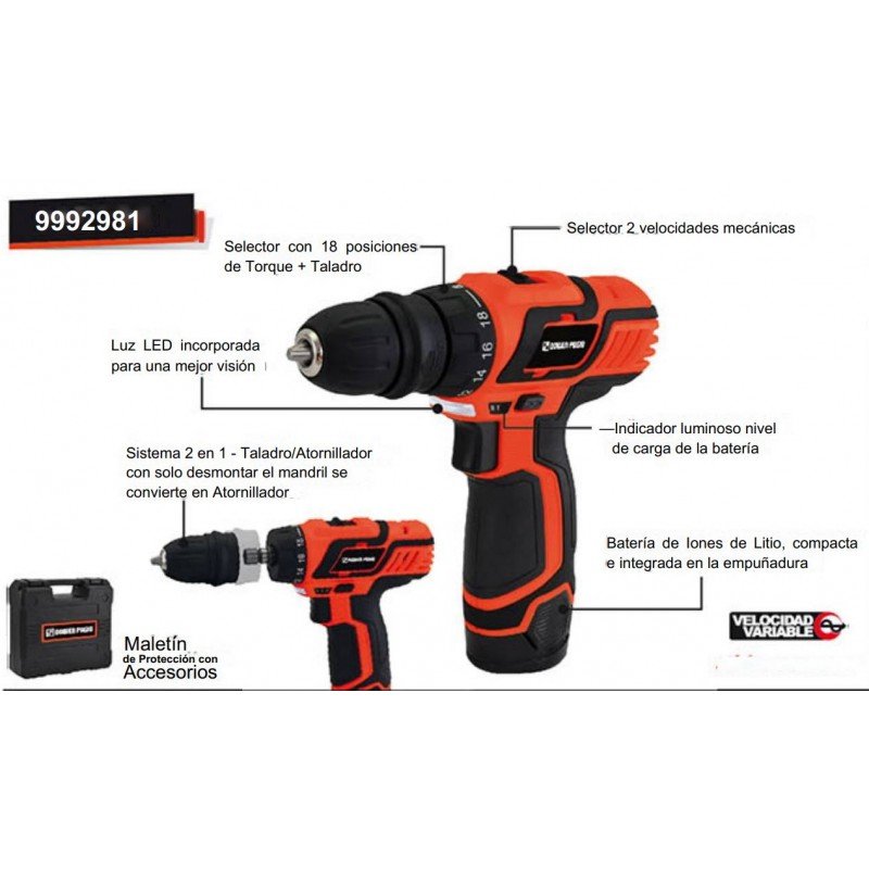 TALADRO DOWEN ATORN. 10MM  12V