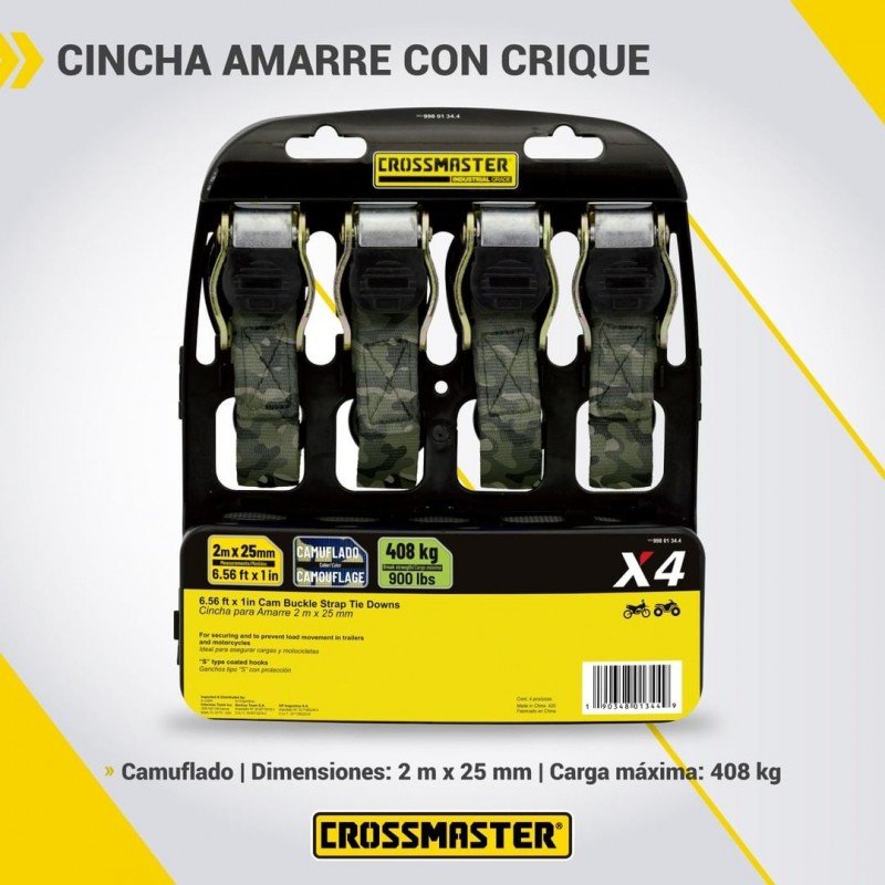 CINCHA AMARRE CRIQUE 5MT  700KG 4PZ CAMUFLADO