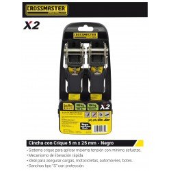 CINCHA AMARRE CRIQUE 5MT  700KG 2PZ NEGRO