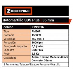 ROTOMART. DOWEN 36MM 6,5J SDS PL