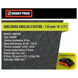 AMOLADORA ANG. DOWEN 115  18V FLEX C/B 4AMP