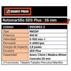 ROTOMART. DOWEN 26MM 2,8J SDS PL