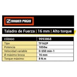TALADRO DOWEN ALTO TORQ 16MM 1050W