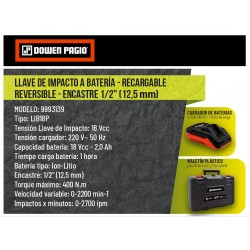 LLAVE DE IMPACTO DOWEN 1/2 18V FLEX