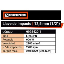 LLAVE DE IMPACTO DOWEN 1/2 900W