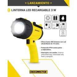 LINTERNA CROSS LED RECARG. T/PISTOLA 10W