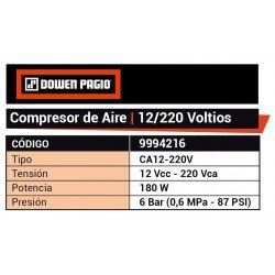 COMPRESOR DOWEN 12V-220V  6 BAR