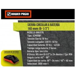 SIERRA CIRC. DOWEN 165MM 18V FLEX