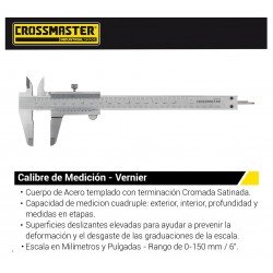 CALIBRE CROSS  VERNIER ACERO SATINADO 150MM