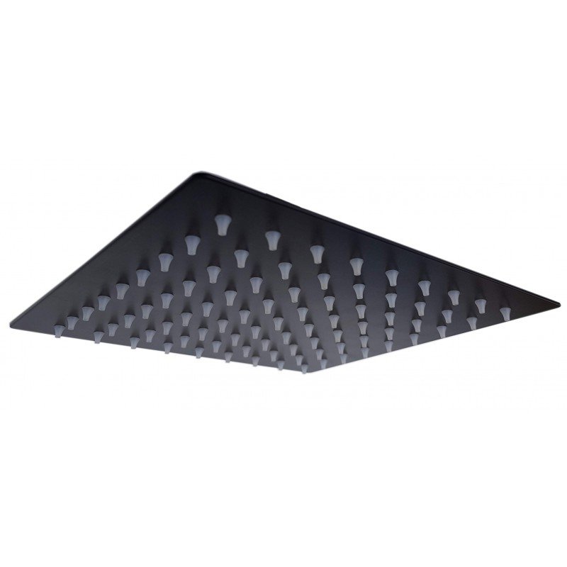 FLOR DUCHA AC.INOX NEGRA CUADRADA 150MM