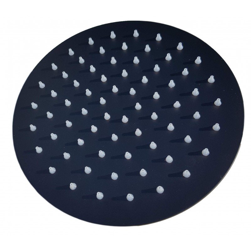 FLOR DUCHA AC.INOX NEGRA REDONDA 150MM