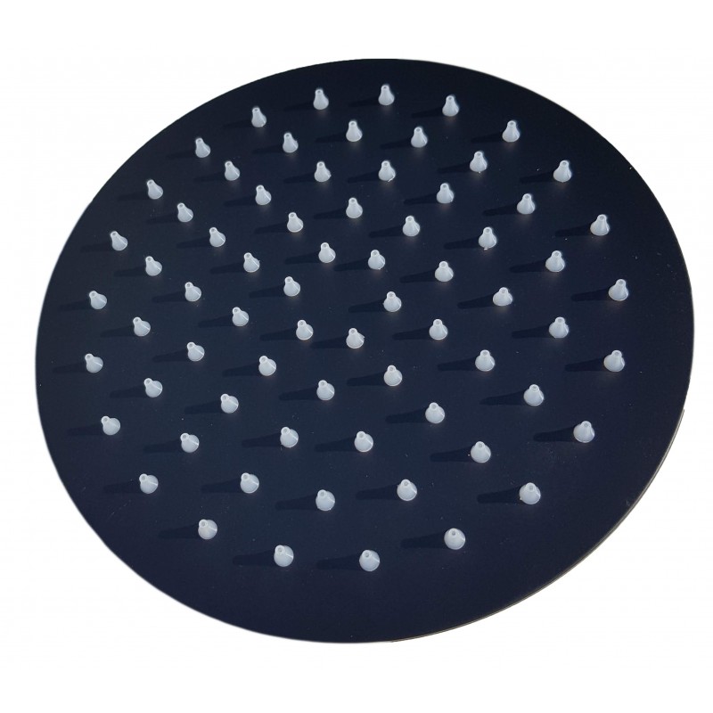 FLOR DUCHA AC.INOX NEGRA REDONDA 200MM