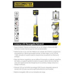 LINTERNA CROSS LED RECARG. RETRACTIL 3W GRUESA