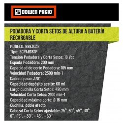 CORTACERCO-PODADOR DOWEN A BATERIA 18V FLEX