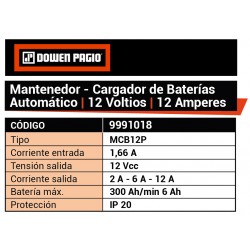 CARGADOR-MANTEN. BATERIA DOWEN 12 AMP