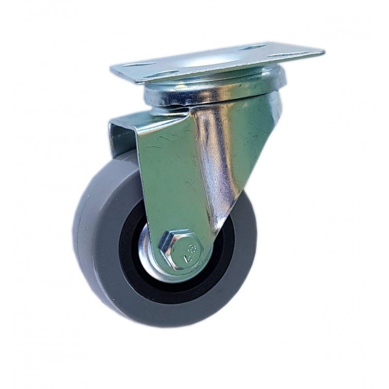 RUEDA PVC GRIS BASE GIRATORIA  50MM