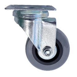 RUEDA PVC GRIS BASE GIRATORIA  75MM