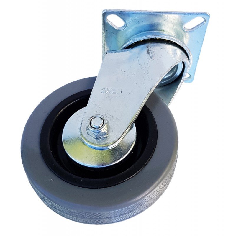 RUEDA PVC GRIS BASE GIRATORIA 100MM