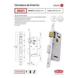 CERRADURA  KALLAY 3001 (206) ANGOSTA
