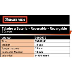 TALADRO DOWEN COMPACTO 10MM 12V