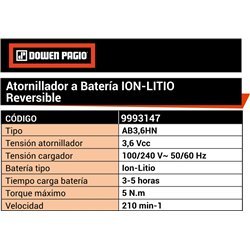 ATORNILLADOR ARTICULADO DOWEN A BATERIA 3,6V	