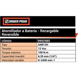 ATORNILLADOR IMPACTO DOWEN A BATERIA 1/4` 12V	