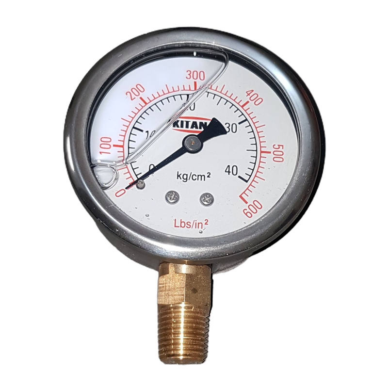 MANOMETRO C/GLICERINA 50MM 600 LBS AC. INOX.