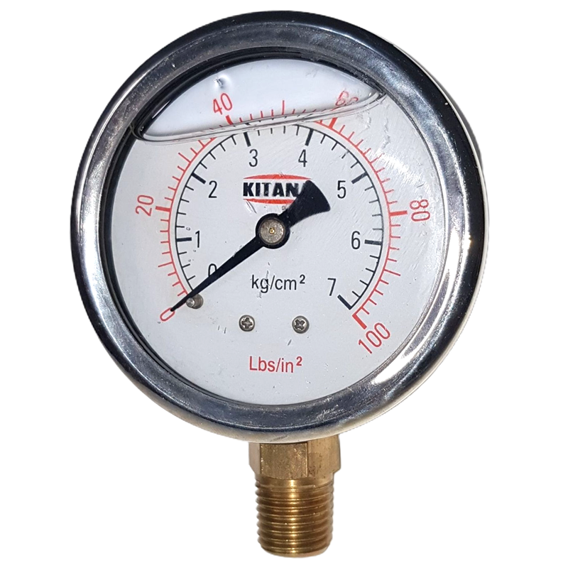 MANOMETRO C/GLICERINA 50MM 100 LBS AC. INOX.