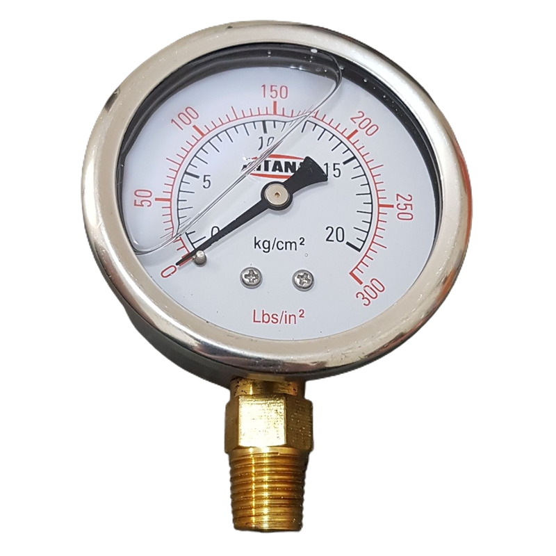 MANOMETRO C/GLICERINA 50MM 300 LBS AC. INOX.