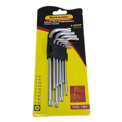 LLAVE TORX ROTT T10-T50 LARGAS (9PZS)