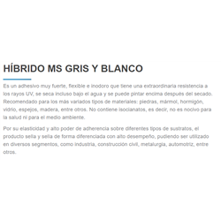 SELLADOR TEK BOND MS HIBRIDO 400GR GRIS