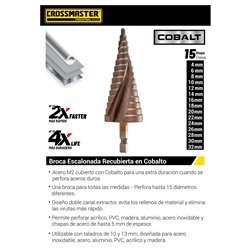 MECHA CONICA ESCALONADA 4MM A 32MM CROSS