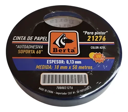 CINTA ENMASC. AZUL 18MM BERTA (50MTS)