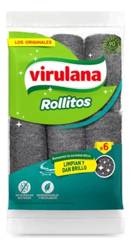 ESPONJA VIRULANA ROLLITO LANA DE ACERO 6U