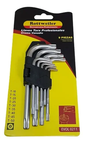 LLAVE TORX ROTT T10-T50 CORTAS (9PZS)