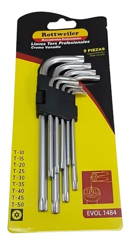 LLAVE TORX ROTT T10-T50 LARGAS (9PZS)