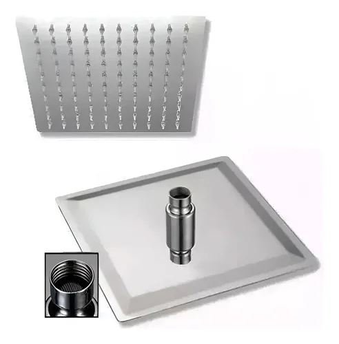 FLOR DUCHA AC.INOX CROMO CUADRADA 200MM