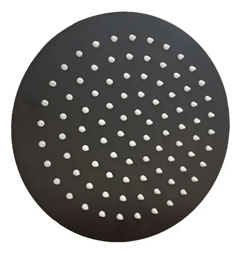 FLOR DUCHA AC.INOX NEGRA REDONDA 200MM